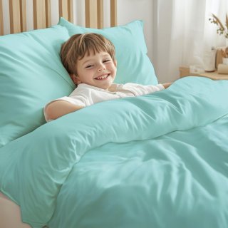 Detské bavlnené posteľné obliečky do postieľky Moni MO-062 Svetlo tyrkysové - Biante.sk