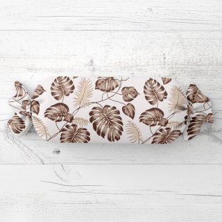 Vankúš valec bonbon Sandra SA-498 Hnedé listy monstery na bielom - Biante.sk