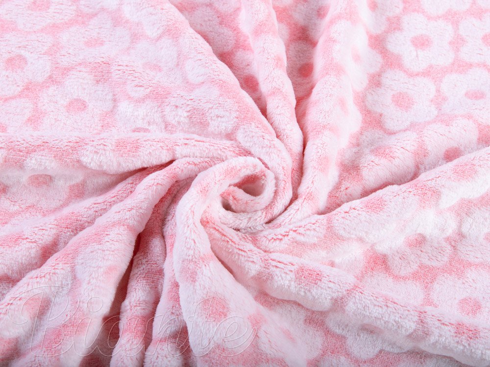 Mikroplyšová deka MIP-027 Světle růžové květy - detail 6 - Biante.cz