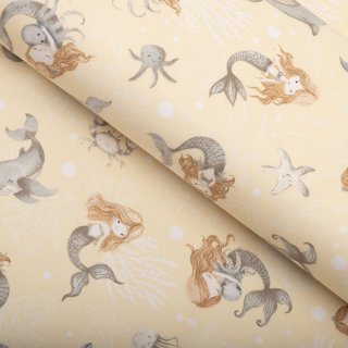 Detská bavlnená látka/plátno Sandra SA-670 Sivo-hnedé morské panny s delfínmi na žltobéžovom - šírka 160 cm - Biante.sk Detská bavlnená látka/plátno Sandra SA-670 Sivo-hnedé morské panny s delfínmi na žltobéžovom - šírka 160 cm - Biante.sk