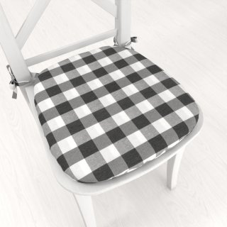 Oblý podsedák Rebeka RE-010 Sivo-biela kocka veľká - 39x37x3 cm - Biante.sk