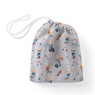 Bavlněný pytlík/sáček na přezůvky Sandra SA-599 Méďové na motorkách a skateboardech na světle šedomodrém - Biante.cz Bavlněný pytlík/sáček na přezůvky Sandra SA-599 Méďové na motorkách a skateboardech na světle šedomodrém - Biante.cz