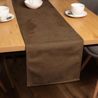 Běhoun na stůl/imitace broušené kůže Alcantara ALC-022 Hnědý - Biante.cz