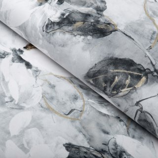Sametová látka Tamara TMR-006 Designové květiny na šedém - šířka 150 cm - Biante.cz