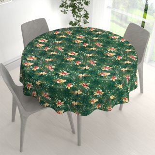 Bavlnený okrúhly obrus Sandra SA-713 Vianočné cezmíny na zelenom - detail 1 - Biante.sk Bavlnený okrúhly obrus Sandra SA-713 Vianočné cezmíny na zelenom - detail 1 - Biante.sk