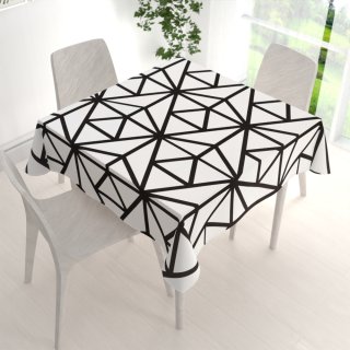 Bavlněný čtvercový ubrus Sandra SA-577 Černé geometrické vzory na bílém - detail 1 - Biante.cz Bavlněný čtvercový ubrus Sandra SA-577 Černé geometrické vzory na bílém - detail 1 - Biante.cz