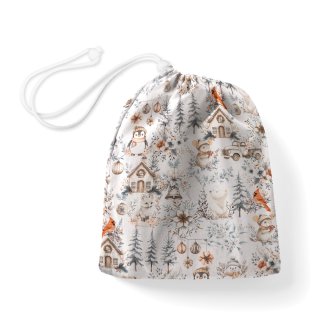 Bavlněný pytlík/sáček na přezůvky Sandra SA-708 Zimní pohádka modro-šedo-hnědá na bílém - Biante.cz Bavlněný pytlík/sáček na přezůvky Sandra SA-708 Zimní pohádka modro-šedo-hnědá na bílém - Biante.cz