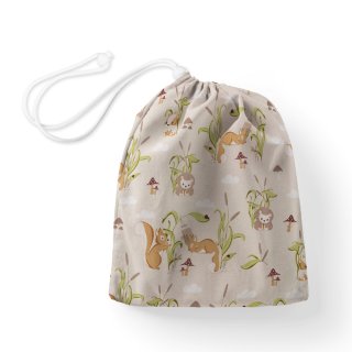 Bavlněný pytlík/sáček na přezůvky Sandra SA-695 Veverky a ježci na světle béžovém - Biante.cz Bavlněný pytlík/sáček na přezůvky Sandra SA-695 Veverky a ježci na světle béžovém - Biante.cz