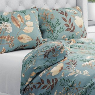 Bavlnené posteľné obliečky Sandra SA-551 Jesenné vetvičky na sivomodrom - Biante.sk