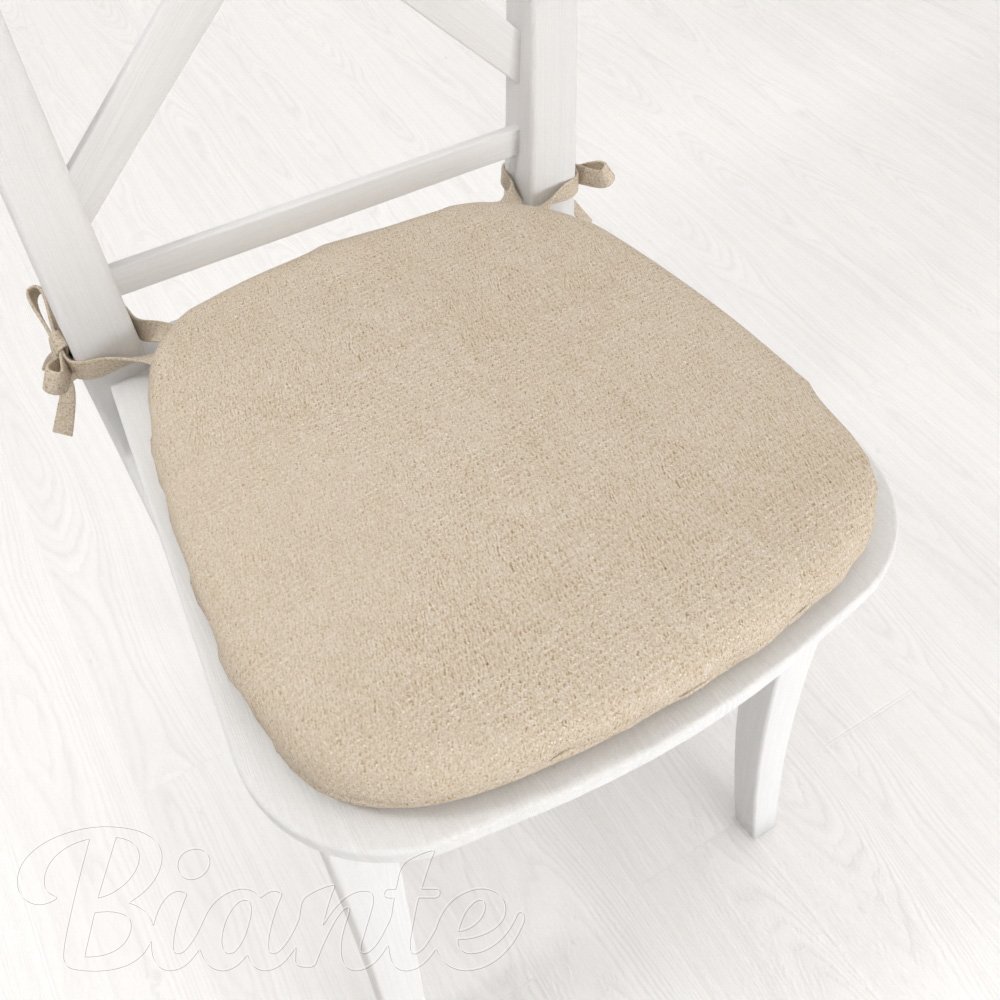 Oblý podsedák z imitace broušené kůže Alcantara ALC-007 Krémově béžový - 39x37x3 cm - Biante.cz