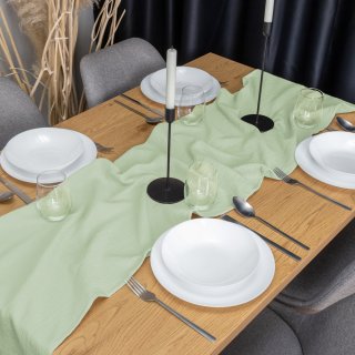 Mušelínový běhoun na stůl MSN-067 Pastelově pistáciový - detail 1 - Biante.cz