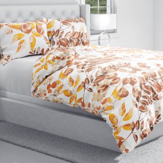 Bavlnené posteľné obliečky Sandra SA-530 Hnedý eukalyptus na bielom - detail 1 - Biante.sk