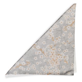 Bavlněný šátek Sandra SA-634 Bílé třešňové květy na šedém - detail 1 - Biante.cz