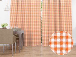 Dekoračný záves na mieru Rebeka RE-006 Oranžovo-biela kocka malá - Biante.sk