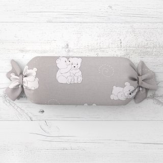 Dětský polštář válec bonbon Sandra SA-733 Zamilovaní lední medvědi na světle šedém - Biante.cz