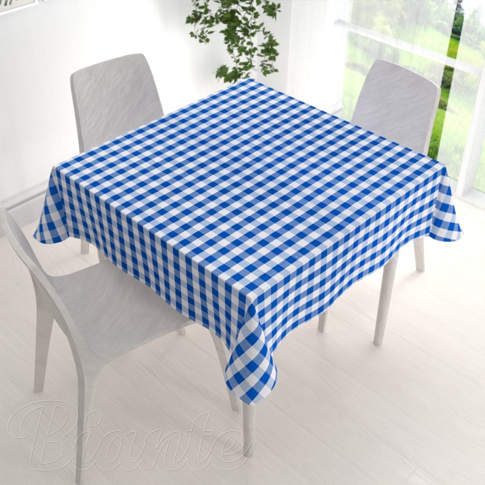 Teflonový čtvercový ubrus TF-070 Modro-bílá kostka - detail 1 - Biante.cz