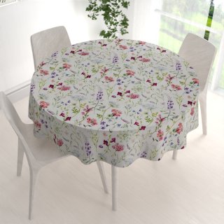 Dekorační kulatý ubrus PML-098 Luční květiny na smetanovém - detail 1 - Biante.cz Dekorační kulatý ubrus PML-098 Luční květiny na smetanovém - detail 1 - Biante.cz