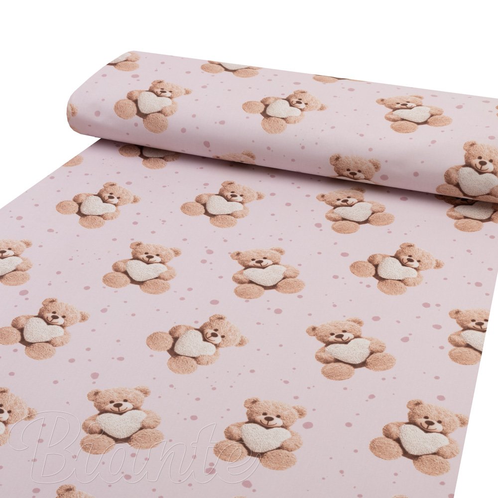 Dětská bavlněná látka/plátno Sandra SA-723 Medvídci se srdíčky na fialkovém - šířka 160 cm - detail 1 - Biante.cz
