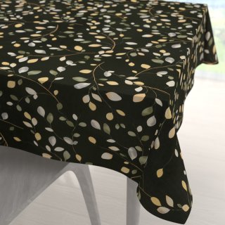 Bavlněný čtvercový ubrus Sandra SA-722 Větvičky s lístky na tmavě zeleném - Biante.cz