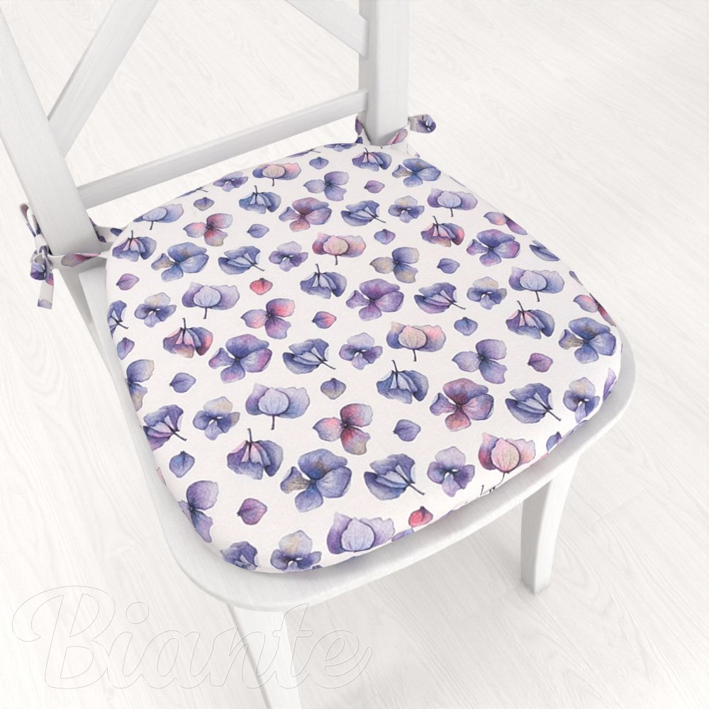 Oblý podsedák Porto PRT-024 Modré okvětní lístky na bílém - 39x37x3 cm - Biante.cz