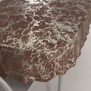 Velký sametový oválný ubrus Isabela IBL-014 Zlatý mramor na červenohnědém - Biante.cz