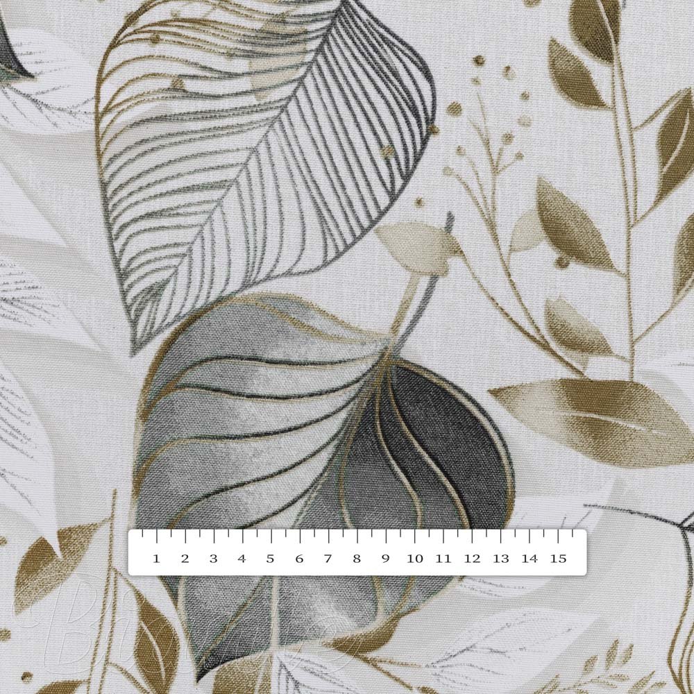 Dekorační látka Leona LN-173 Šedé listy na režném - šířka 140 cm a 280 cm - detail 5 - Biante.cz