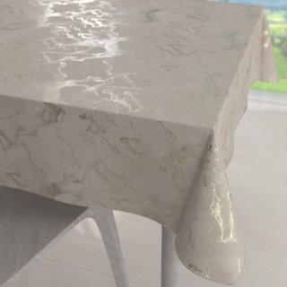 Veľký zamatový štvorcový obrus Isabela IBL-018 Zlatý/dymový mramor na púdrovo béžovom - Biante.sk