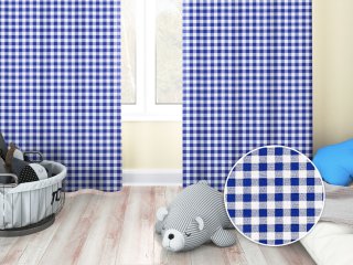 Dětský bavlněný závěs Sandra SA-057 Modro-bílé kostičky - Biante.cz