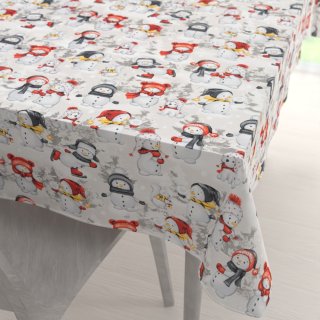 Bavlněný obdélníkový ubrus Sandra SA-661 Sněhuláci na světle šedém - Biante.cz Bavlněný obdélníkový ubrus Sandra SA-661 Sněhuláci na světle šedém - Biante.cz