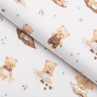 Detská bavlnená látka/plátno Sandra SA-732 Medvedie bábätká na bielom - šírka 160 cm - Biante.sk