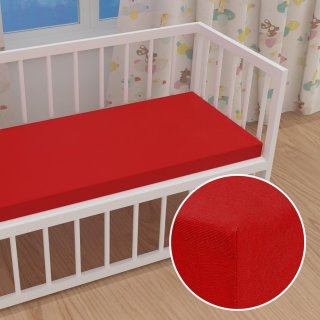 Dětské jersey napínací prostěradlo do postýlky JR-007 Sytě červené - Biante.cz