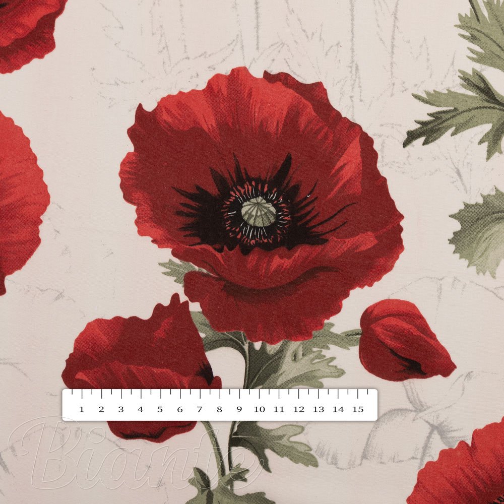 Bavlněná látka/plátno Sandra SA-586 Vlčí máky na krémovém - šířka 160 cm - detail 3 - Biante.cz