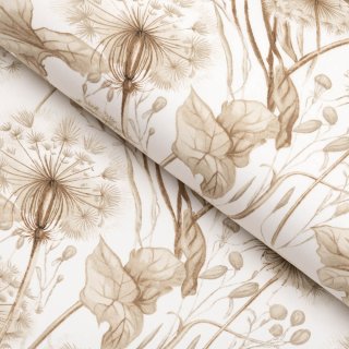 Bavlněná látka/plátno Sandra SA-518 Podzimní pampelišky na bílém - šířka 160 cm - Biante.cz