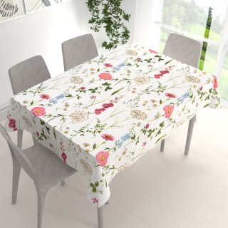 Bavlněný obdélníkový ubrus Sandra SA-667 Velké luční kvítí na bílém - detail 1 - Biante.cz Bavlněný obdélníkový ubrus Sandra SA-667 Velké luční kvítí na bílém - detail 1 - Biante.cz