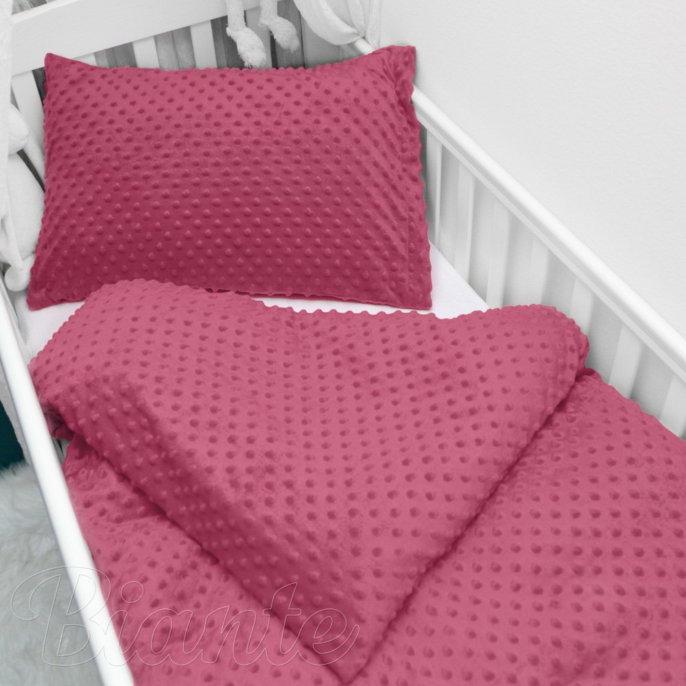 Dětské povlečení do postýlky Minky TOP 3D puntíky MKP-057 Ostružinové - Biante.cz