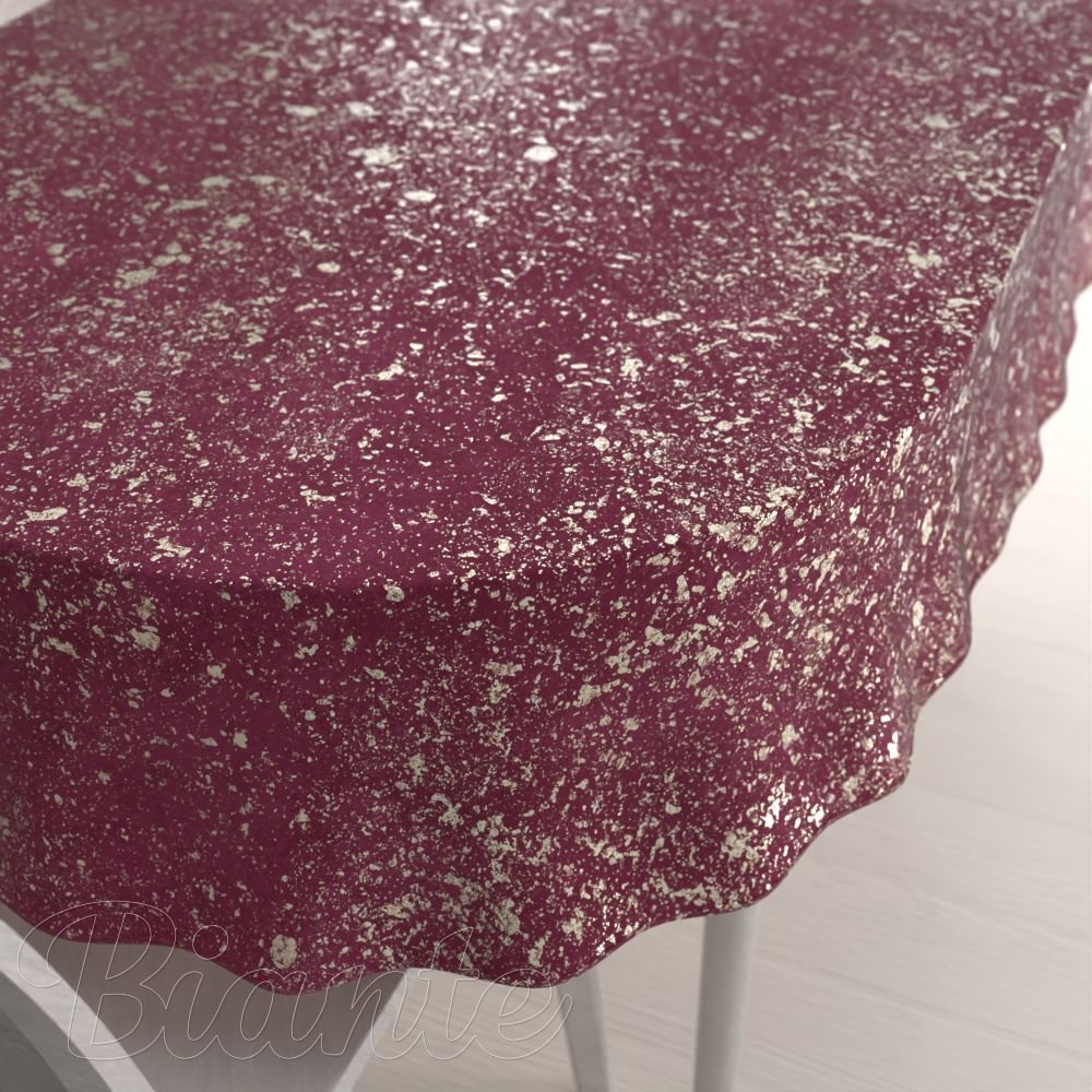 Velký sametový oválný ubrus Isabela IBL-006 Gold Design vínový - Biante.cz