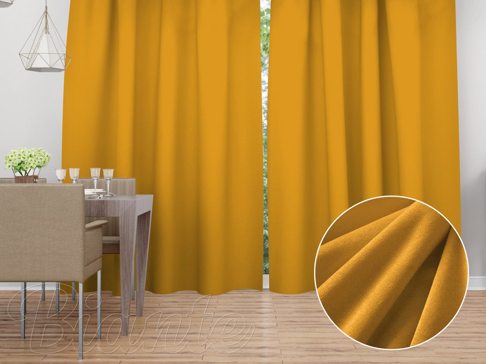 Sametový závěs Velvet Premium SVP-037 Zlatavě oranžový - šířka 135 cm - Biante.cz