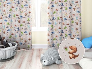 Dětský bavlněný závěs na míru Sandra SA-656 Modro-zeleno-hnědí dinosauříci na světle šedém - Biante.cz Dětský bavlněný závěs na míru Sandra SA-656 Modro-zeleno-hnědí dinosauříci na světle šedém - Biante.cz