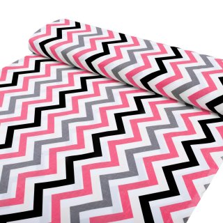 Bavlněná látka/plátno Sandra SA-377 Růžovo-šedo-černé cik-cak proužky - šířka 160 cm - detail 1 - Biante.cz