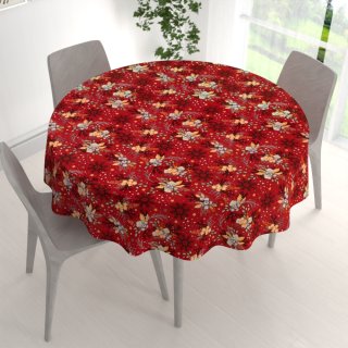 Bavlnený okrúhly obrus Sandra SA-714 Vianočné cezmíny na červenom - detail 1 - Biante.sk Bavlnený okrúhly obrus Sandra SA-714 Vianočné cezmíny na červenom - detail 1 - Biante.sk