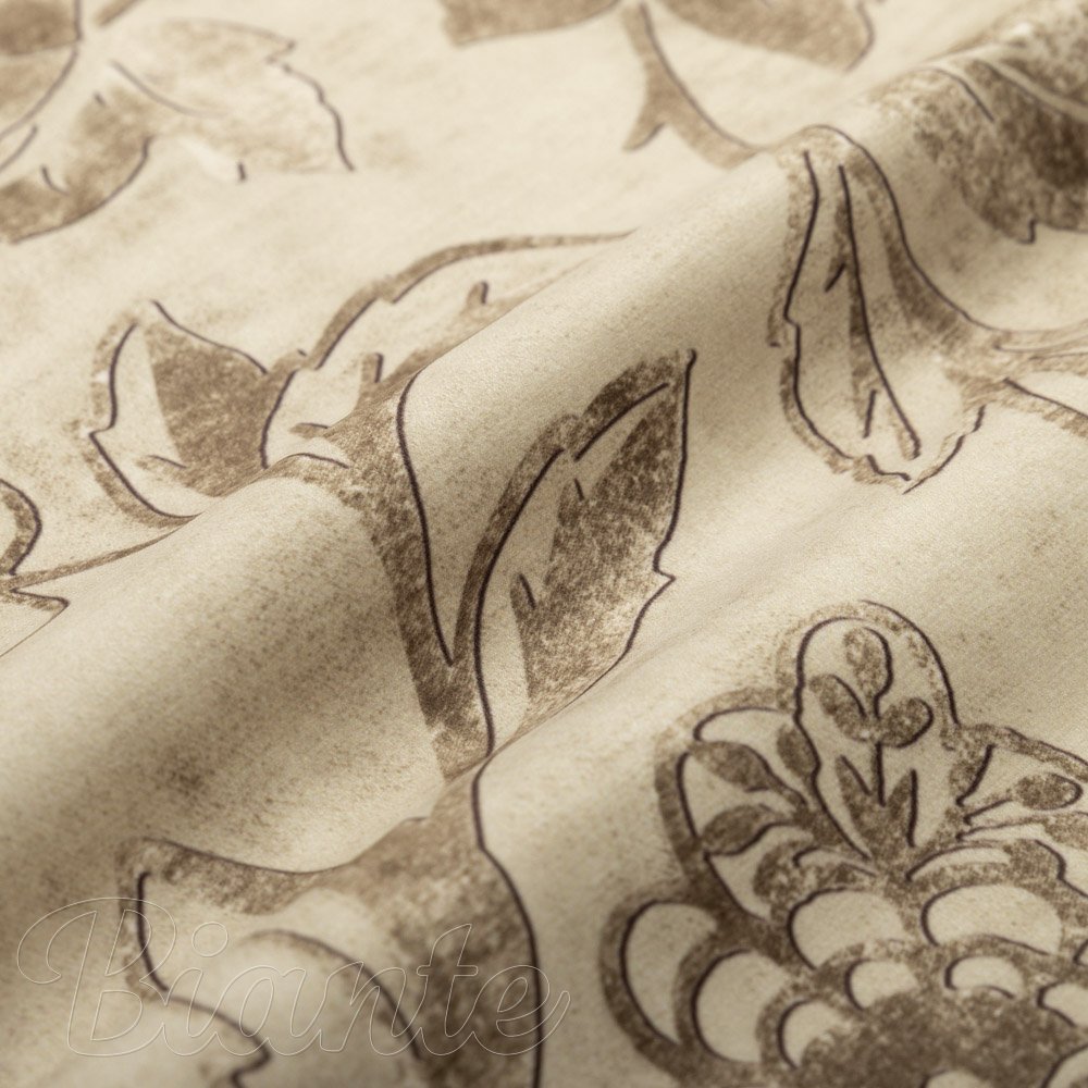 Sametová látka Tamara TMR-056 Hnědé zámecké květy na světle hnědém - šířka 150 cm - detail 5 - Biante.cz