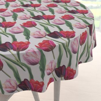 Dekorační kulatý ubrus Terra TRA-001 Tulipány na kouřově šedém - Biante.cz