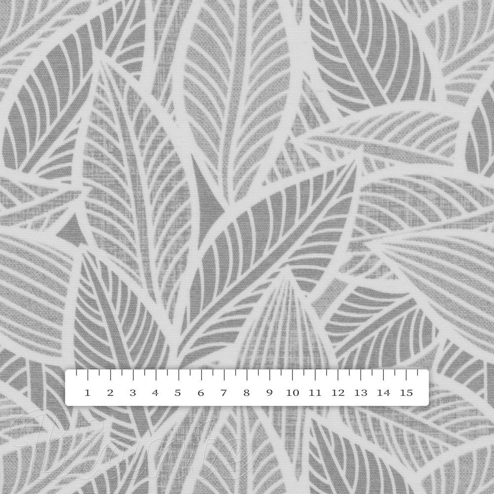 Dekorační látka Leona LN-169 Bílé listy na šedém - šířka 140 cm a 280 cm - detail 4 - Biante.cz