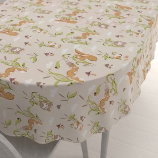 Dětský bavlněný oválný ubrus Sandra SA-695 Veverky a ježci na světle béžovém - Biante.cz Dětský bavlněný oválný ubrus Sandra SA-695 Veverky a ježci na světle béžovém - Biante.cz