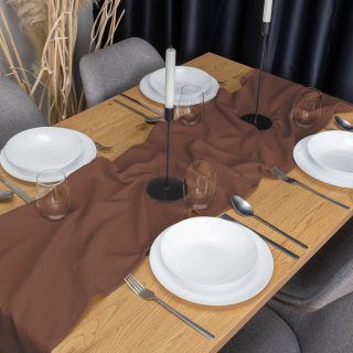 Mušelínový běhoun na stůl MSN-075 Hnědý - detail 1 - Biante.cz