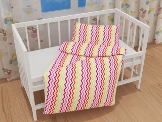 Dětské bavlněné povlečení do postýlky Sandra SA-379 Žluto-růžovo-červené cik-cak proužky - detail 1 - Biante.cz Dětské bavlněné povlečení do postýlky Sandra SA-379 Žluto-růžovo-červené cik-cak proužky - detail 1 - Biante.cz