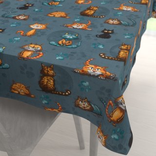 Detský bavlnený obdĺžnikový obrus Sandra SA-705 Mačacia partia na tmavo sivomodrom - Biante.sk Detský bavlnený obdĺžnikový obrus Sandra SA-705 Mačacia partia na tmavo sivomodrom - Biante.sk