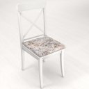Sametový čtvercový podsedák Tamara TMR-057 Modro-zelený zámecký vzor na krémovém - 38x38x3 cm - detail 1 - Biante.cz