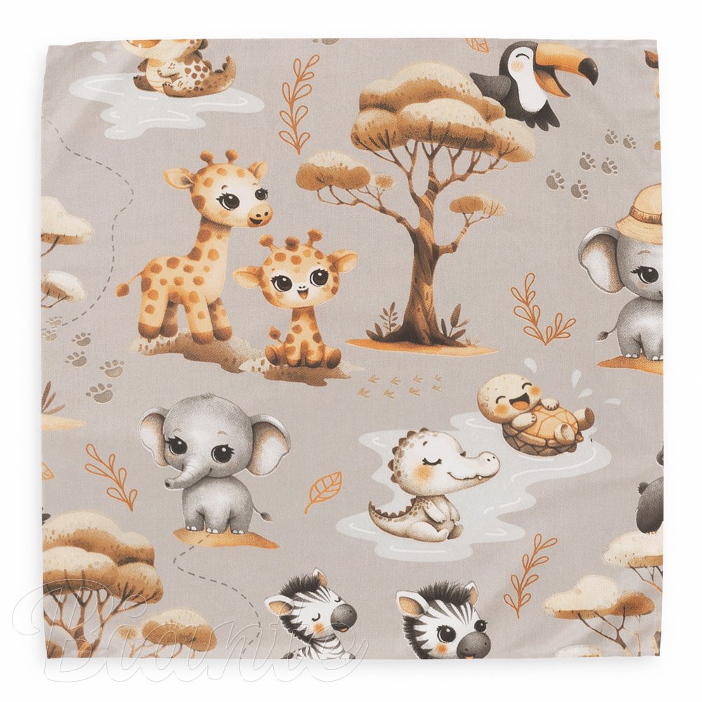 Dětský bavlněný šátek Sandra SA-514 Africká zvířátka na šedém - detail 2 - Biante.cz