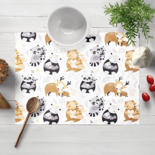 Dětské bavlněné prostírání na stůl Sandra SA-223 Zvířátka s mláďátky - Biante.cz